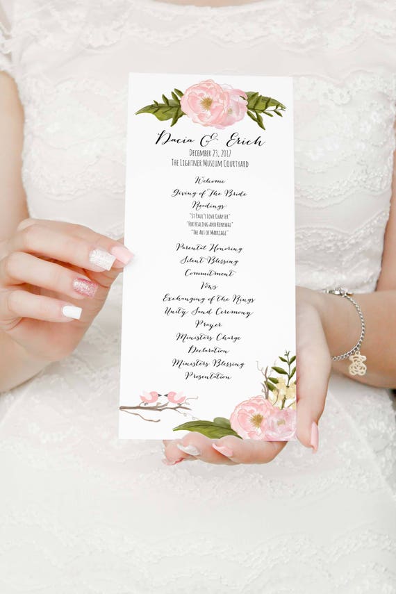 Custom Wedding Program Program Reception Wedding Program Etsy