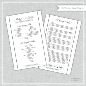 Custom Wedding Program. Program. Reception. Wedding Program.