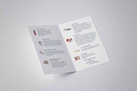 wedding program hindu infographic program printable etsy