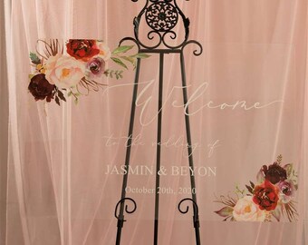 Fall Floral Acrylic Welcome Sign, Wedding Welcome Sign, Acrylic Wedding Sign