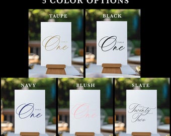 Table Numbers 1-25 | 5 Color Options | Black, Blush, Gray, Navy, Taupe | Digital PNG & PDF | Wedding and Event Table Numbers