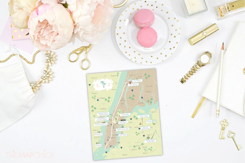 Save the Date Program or Itinerary custom designed by CW Designs WeddingEvent Map Invitation