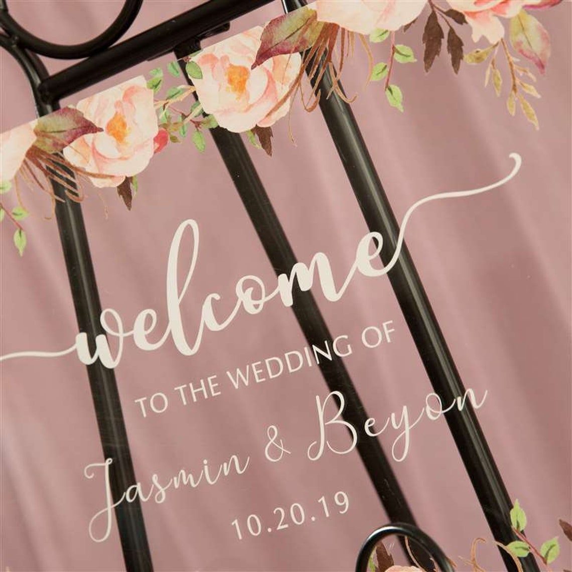 Floral Acrylic 24x36 Welcome Sign, Wedding Welcome Sign, Acrylic ...