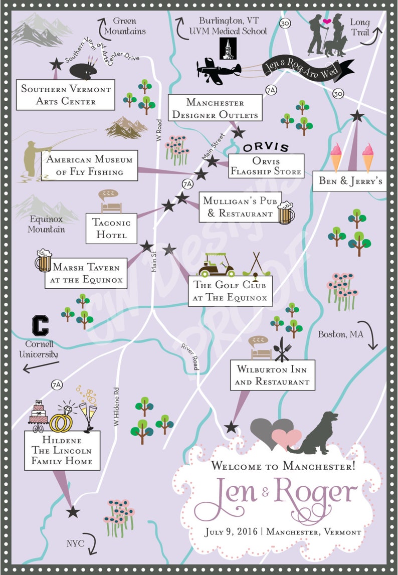 Manchester VT Map Tote Sets of 10 15 20 25 50 100 Etsy