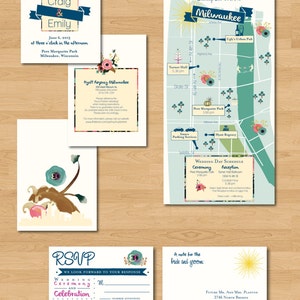 Bruiloft/evenement kaart uitnodiging, Save the Date, programma of routebeschrijving aangepaste ontworpen door CW Designs