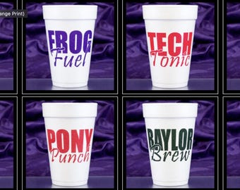 16 oz Foam Cups (College Game Day) – Texas, Texas A&M, Oklahoma, SMU, and many more! (Pack of 30) Beer Cups