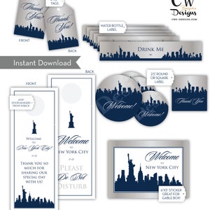 Suite de diseño personalizado para bolsas de invitados (mapa, perchas de puerta, pegatinas, etiquetas de agua)