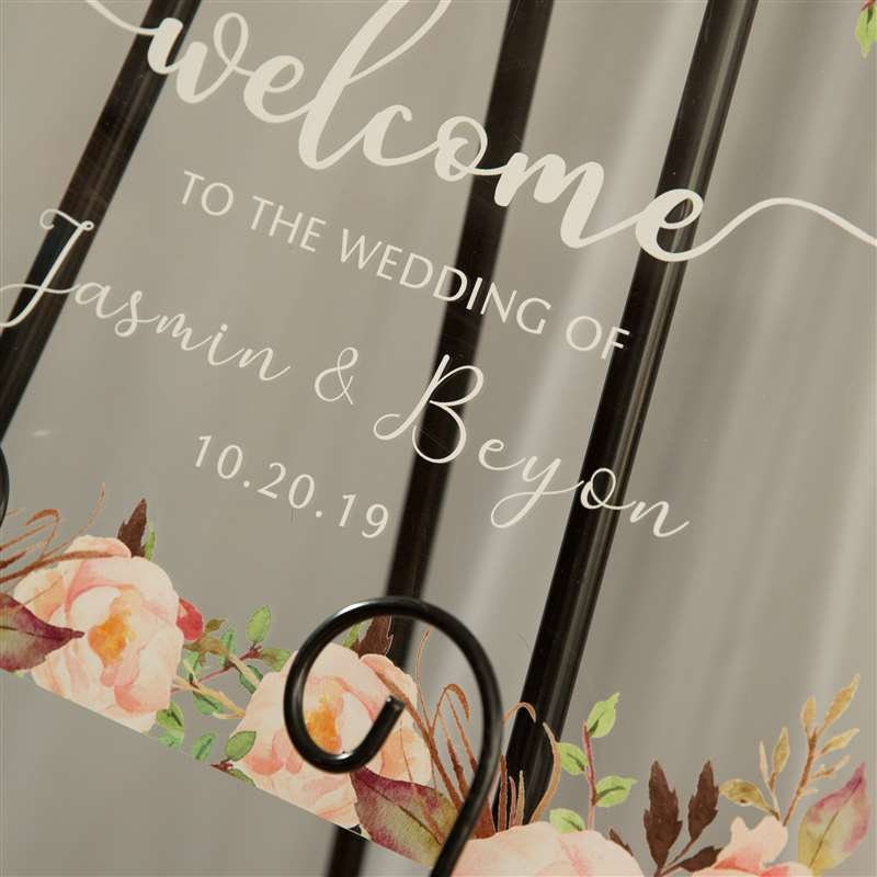 Floral Acrylic 24x36 Welcome Sign, Wedding Welcome Sign, Acrylic ...