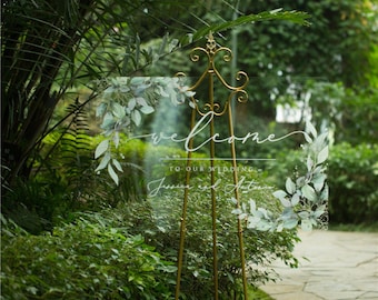 Floral Greenery Acrylic Personalized Welcome Sign, Wedding Welcome Sign, Acrylic Wedding Sign