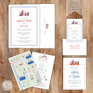 Las Vegas Hochzeit Suite - Save the Date Custom Einladung, RSVP & 3 Lage Karte Design nur