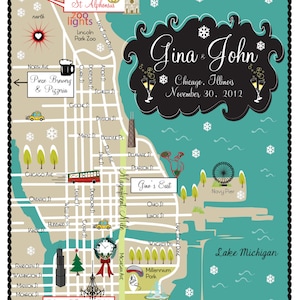 Invitación al mapa de bodas/eventos, guardar la fecha, programa o itinerario personalizado diseñado por CW Designs