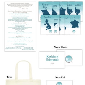 Kundenspezifische Suite für Gast Taschen (Stift, Tischnummern, Reiseroute, Notizblock-Design, Monogramm-Design)