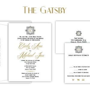 Art Deco Wedding Invitation Suite with Custom Monogram image 2