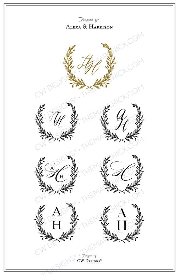 Formal Monogram Wedding logo Wedding Monogram Wedding | Etsy