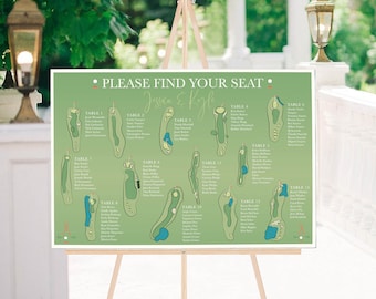 Golf Course Seating Chart. Wedding Guest Chart. Seating Chart. Simple Seating Chart. Wedding Guest Chart. Canvas Seating Chart.
