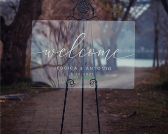 Simple Calligraphy Acrylic Personalized Welcome Sign, Wedding Welcome Sign, Acrylic Wedding Sign