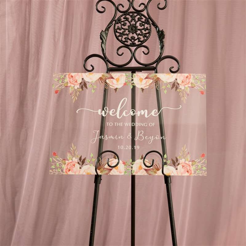 Floral Acrylic 24x36 Welcome Sign, Wedding Welcome Sign, Acrylic ...