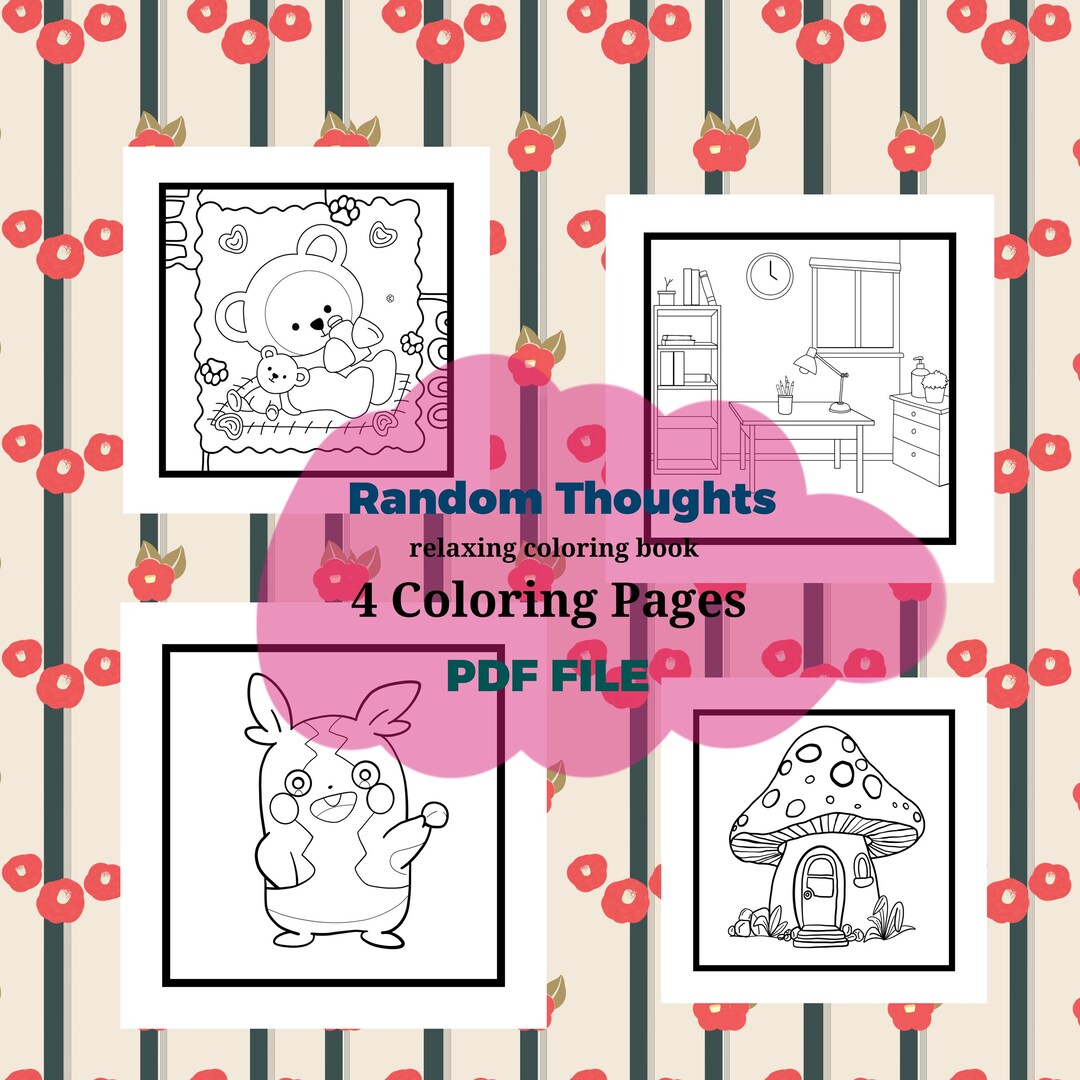 Random Things Coloring Book: 4 Printable Pages (digital Download) - Etsy