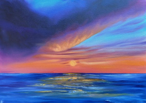 Sunset and Sea North East England (59.5cmX42.2cm)