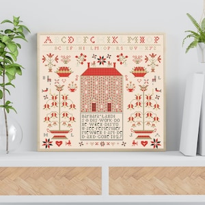 Antique Pattern Sampler Reproduction / Old sampler / Sampler Cross Stitch Pdf / Counted Vintage Pattern Embroidery / Vintage Sampler /