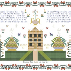 Reproduction of an Antique 1801 Sampler, Counted Cross Stitch Pattern PDF, Instant Download, Unique Rare Vintage Old Sampler