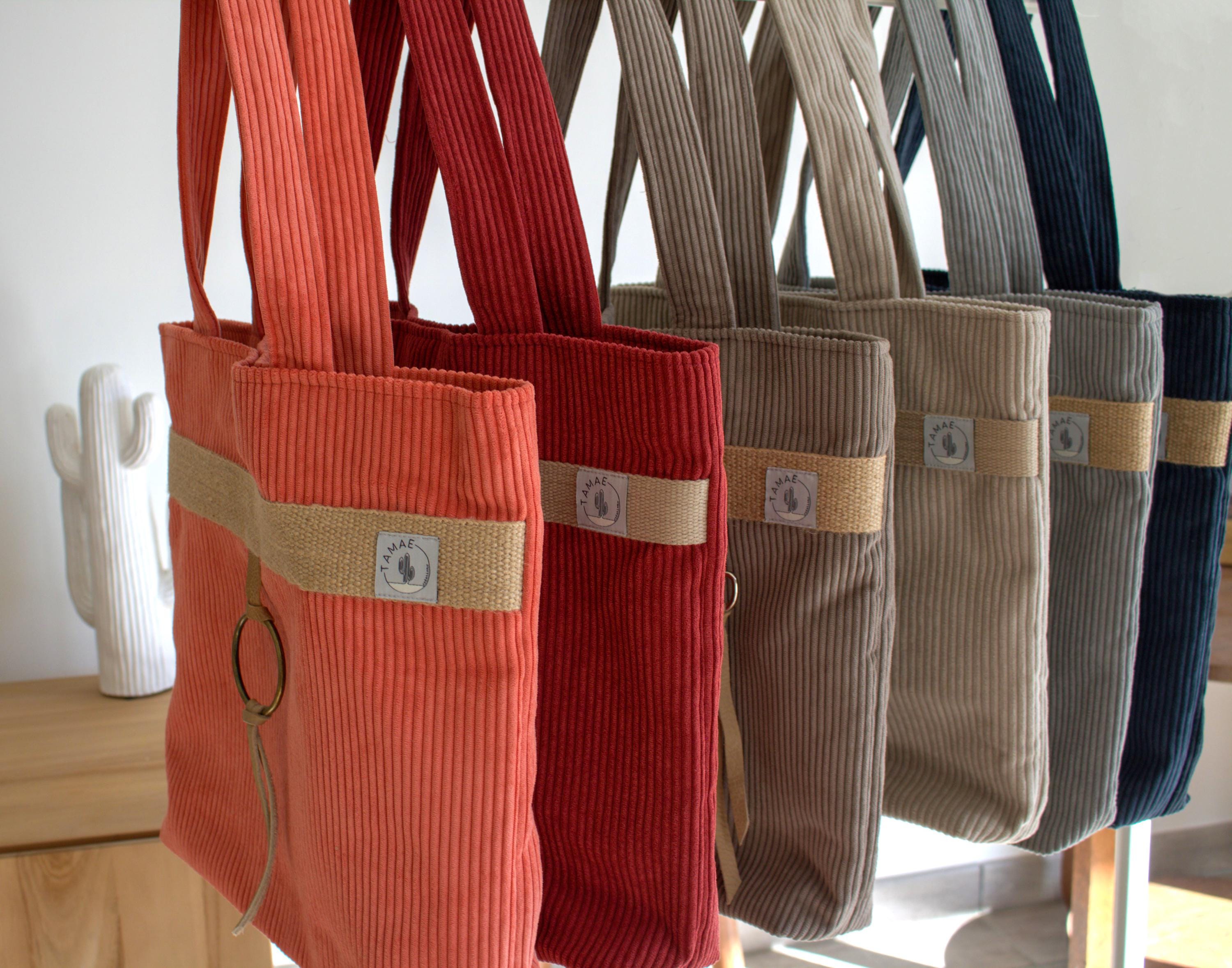 Grand Sac Fourre-Tout Femme 2025 En Velours Côtelé - Poche Pour Ordinateur, Grande Capacité - Pour Travail, Université, Voyage - 8