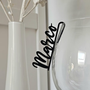 Namensschild für Gläser – Name & Farbe personalisierbar – Platzkarte für Geburstag, Hochzeit, Partys – 3D-gedruckt aus PLA