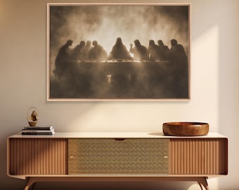 Last Supper Reverence - Framed Canvas Print - Christian Art - Jesus Painting - Christian Art Canvas - Christian Wall Art - Vintage Christia