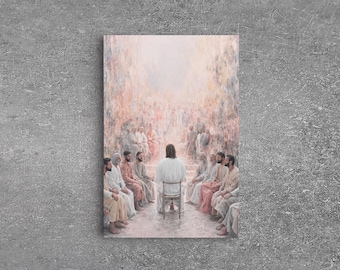 Reunión Celestial - Impresión en lienzo enmarcada - Arte mural cristiano - Lienzo de arte cristiano - Pintura de Jesús - Arte cristiano - Idea de regalo cristiano