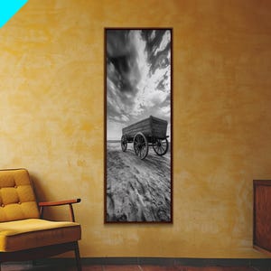 Rustic Wooden Wagon Framed Canvas Print: Farmhouse Western Decor