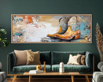 Cowboy Boots Canvas Print: Rustic Western Home Decor