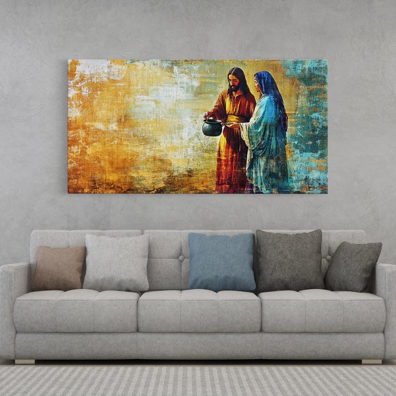 The Samaritan Woman at the Well Pop Art Style Framed Canvas Print ...