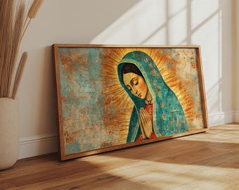 Our Lady of Guadalupe Renaissance Style Framed Canvas Print - Marian Apparition Iconic Image Large Christian Wall Art for Home or Chapel De