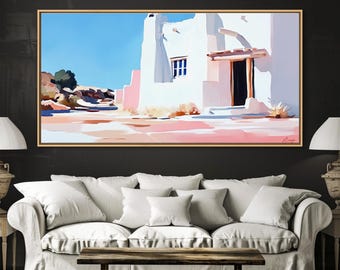 Adobe House Framed Canvas Print: Southwest Landscape Art