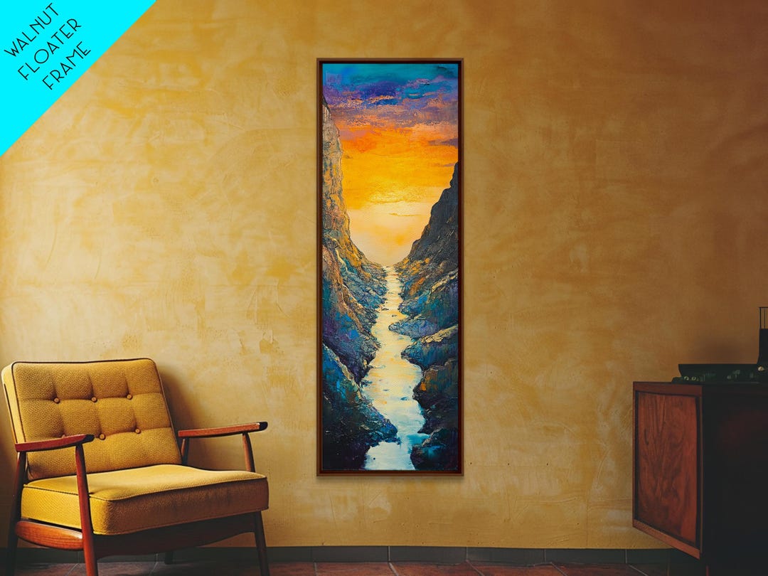 Sunset River Canvas Print: Vertical Mountain Landscape Art - Etsy