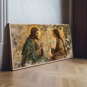 Noli Me Tangere Christ and Mary Magdalene Renaissance Framed Canvas Print | Resurrection Encounter Scene Large Religious Art for Home or Ch image 7