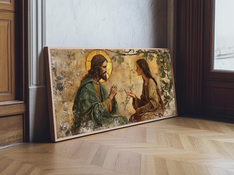 Noli Me Tangere Christ and Mary Magdalene Renaissance Framed Canvas Print | Resurrection Encounter Scene Large Religious Art for Home or Ch image 7
