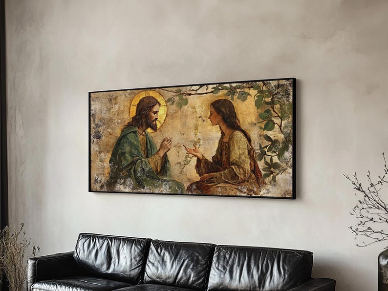 Noli Me Tangere Christ and Mary Magdalene Renaissance Framed Canvas Print | Resurrection Encounter Scene Large Religious Art for Home or Ch image 14