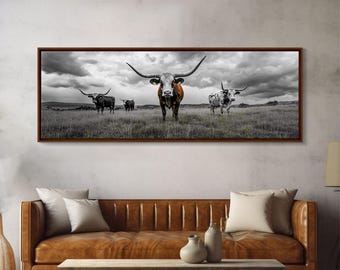 Texas Longhorns Canvas Print: Rustic Bull & Bear Wall Art