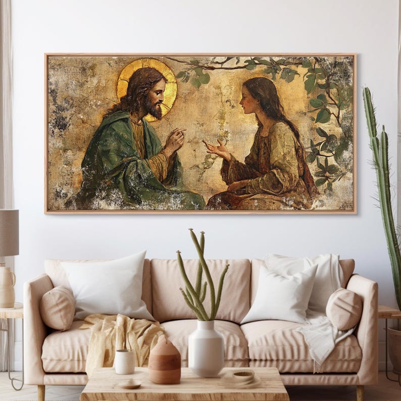 Noli Me Tangere Christ and Mary Magdalene Renaissance Framed Canvas Print | Resurrection Encounter Scene Large Religious Art for Home or Ch image 18