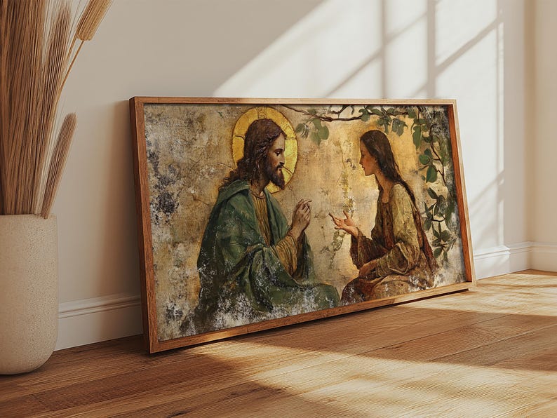 Noli Me Tangere Christ and Mary Magdalene Renaissance Framed Canvas Print | Resurrection Encounter Scene Large Religious Art for Home or Ch image 13