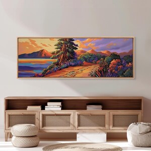Sunset Trail, Mountain Path, Vibrant Nature, Canvas Print, Colorful Landscape Art, Rustic Home Decor, Fall Living Room Wall Art