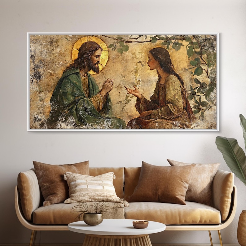 Noli Me Tangere Christ and Mary Magdalene Renaissance Framed Canvas Print | Resurrection Encounter Scene Large Religious Art for Home or Ch image 16