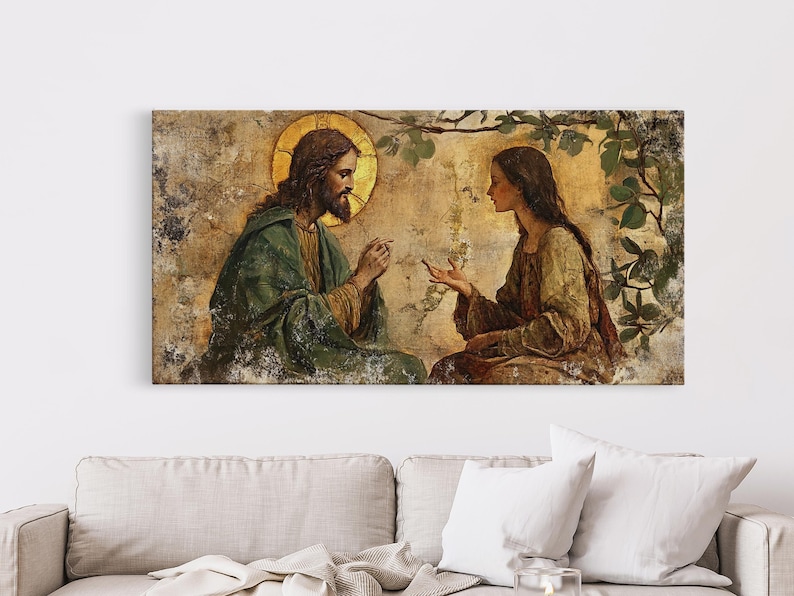 Noli Me Tangere Christ and Mary Magdalene Renaissance Framed Canvas Print | Resurrection Encounter Scene Large Religious Art for Home or Ch image 3