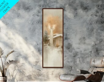 Angel Above Home - Framed Canvas Print, Christian Art Canvas, Christian Wall Art, Skinny Art, Christian Christmas Art, Subtle Christian Art