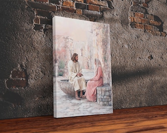 Conversación apacible / Impresión en lienzo enmarcado / Arte cristiano / Arte mural cristiano / Pintura de Jesús / Lienzo de arte cristiano / Idea de regalo cristiano