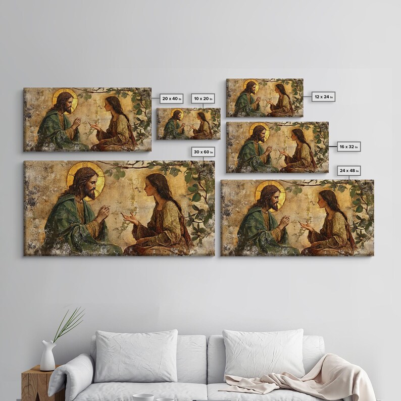 Noli Me Tangere Christ and Mary Magdalene Renaissance Framed Canvas Print | Resurrection Encounter Scene Large Religious Art for Home or Ch image 8
