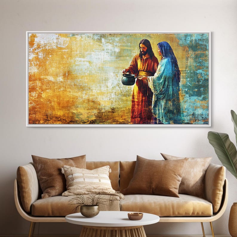 The Samaritan Woman at the Well Pop Art Style Framed Canvas Print ...