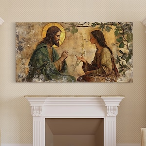 Noli Me Tangere Christ and Mary Magdalene Renaissance Framed Canvas Print | Resurrection Encounter Scene Large Religious Art for Home or Ch image 6