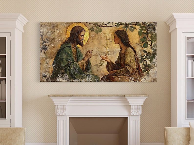 Noli Me Tangere Christ and Mary Magdalene Renaissance Framed Canvas Print | Resurrection Encounter Scene Large Religious Art for Home or Ch image 6